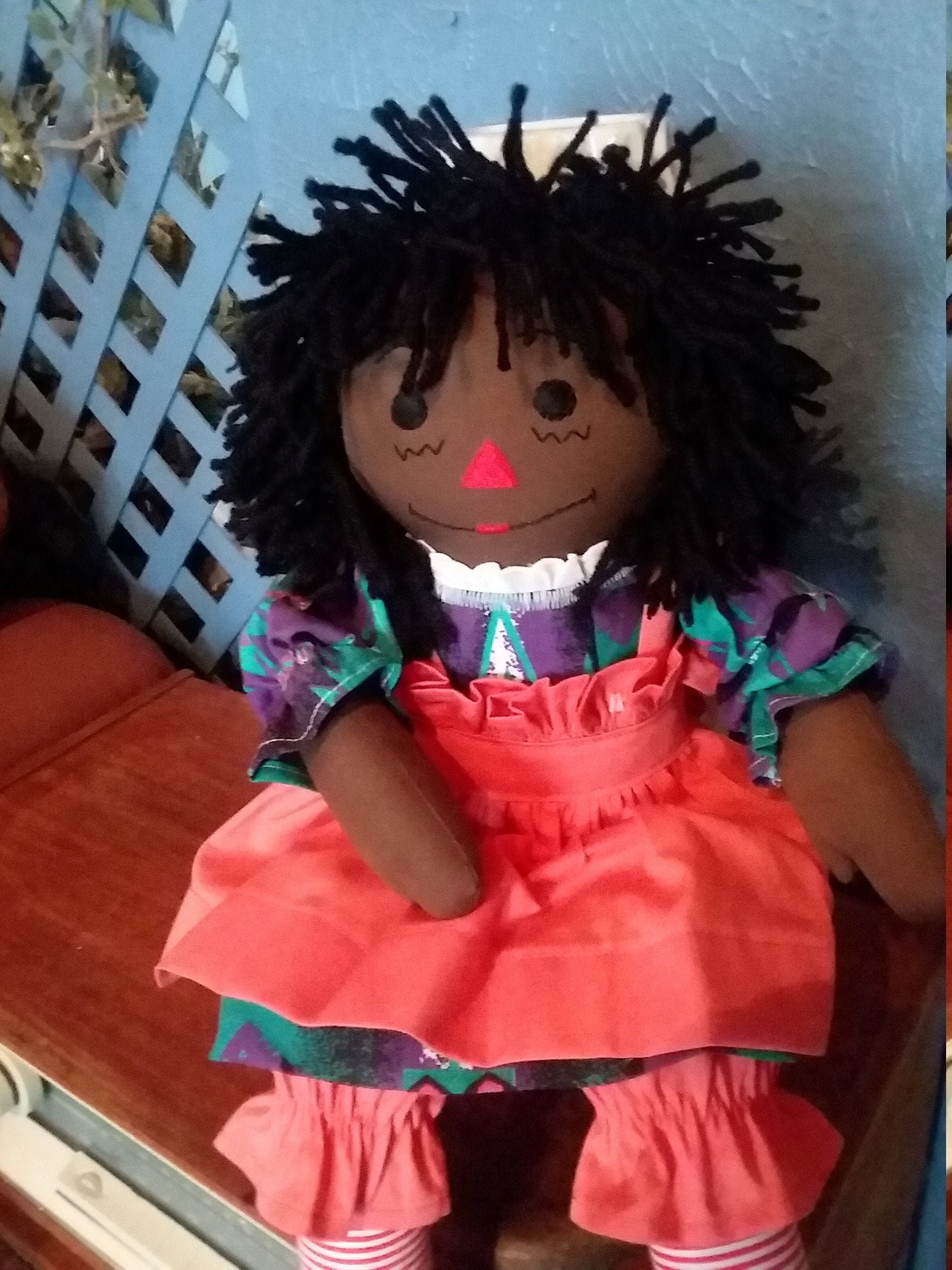 Ebony 20 Raggedy Ann Handmade Doll-ethnic Doll-baby