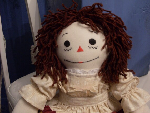 20 Ebony-Hand Crafted Classic Cloth Raggedy Ann Doll with Black Hair