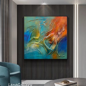 Geometric Abstract Art,Minimalist Abstract Painting,Colorful Oil Painting 3D Texture Painting,Contemporary Painting For Living Room