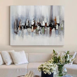 Modern abstract mural,Beige and gray abstract painting, Beige and gray minimalist oil painting, 3D Style Textured Wall Art