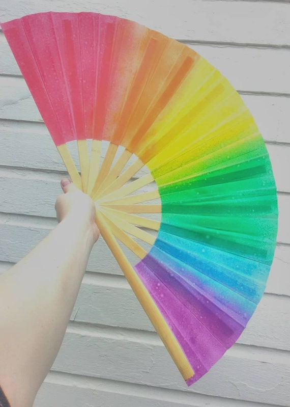rainbow hand fan