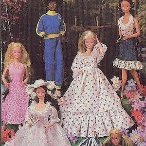 Cheerleading outfit Jogging suit Denim skirt halter Nurse uniform Nightgown Vintage Doll clothes pattern PDF fit 11 1/2 inch doll Retro