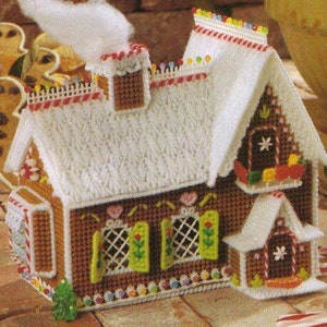 Gingerbread House Plastic Canvas Pattern in PDF English Vintage Pattern