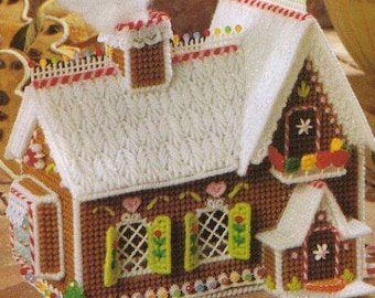 Gingerbread house Plastic canvas pattern in PDF English Vintage pattern Christmas patterns