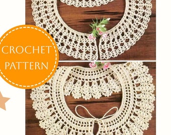 Crocheted party collar and lacy collar pattern in PDF English vintage women's collar pattern