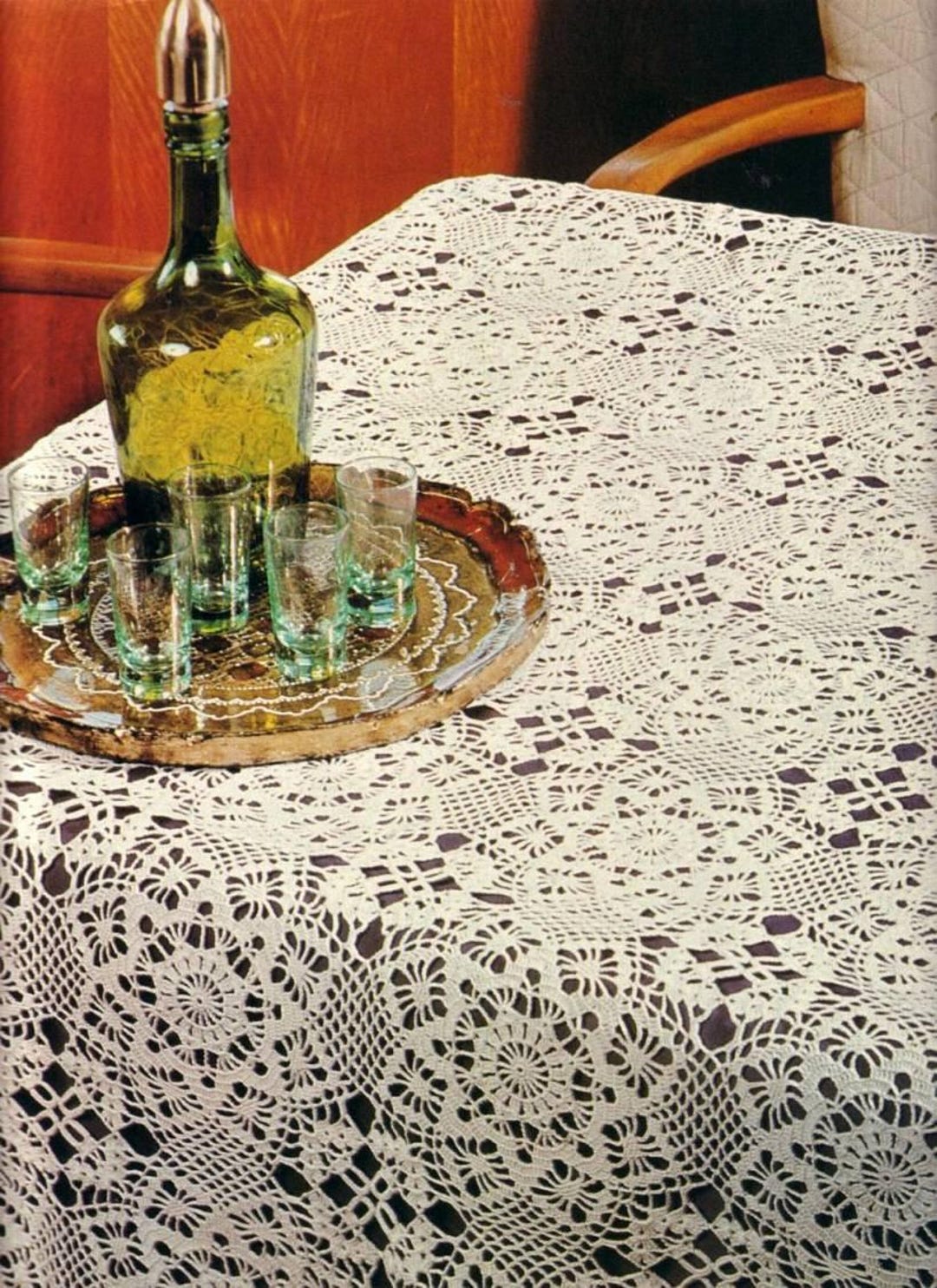 Rectangular Crochet Tablecloth Pattern Rectangular Tablecloth Crochet Pattern in PDF English Size 104 X 130 Cm ...