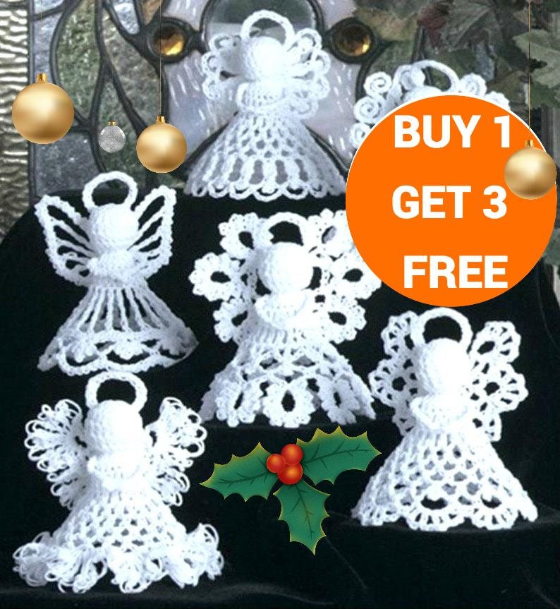 30 Vintage Christmas Crochet Patterns for Holiday Decorating, Gifting, and Keepsakes 16 Mini Angel Ornaments and Tree Trims