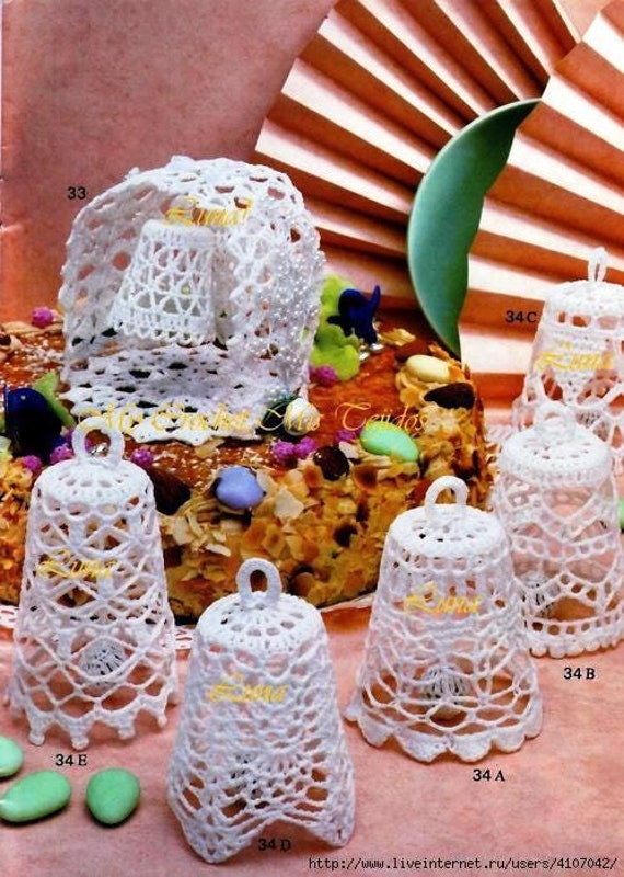 Christmas crochet bells pattern in PDF Christmas decorations Christmas tree decor Vintage pattern SPANISH