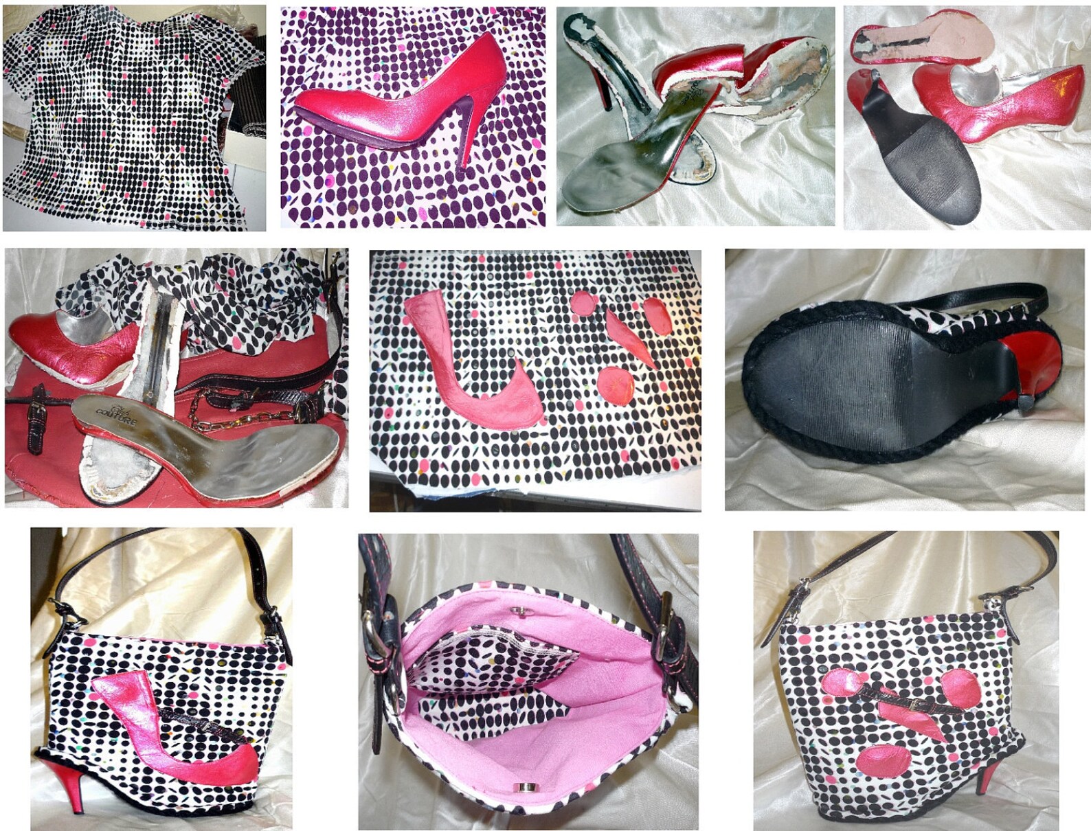 Shoe Purse Black & White Polka Dot Fashion Upcycled Purse Etsy