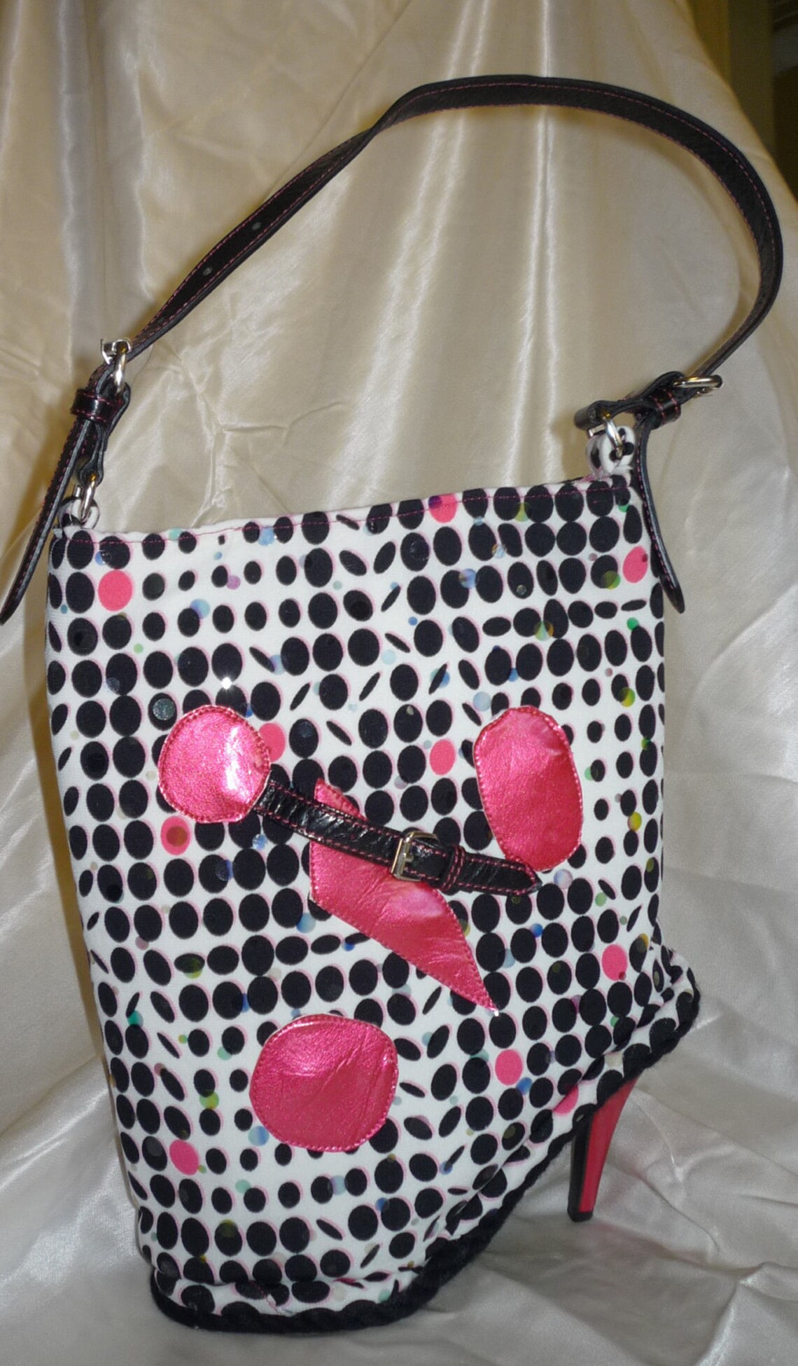 Shoe Purse Black & White Polka Dot Fashion Upcycled Purse Etsy