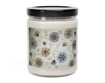 Scented Soy Candle, 9oz - Apple Harvest, Clean Cotton, Sea Salt + Orchid, 8 More - Delicious Smelling Candles, Great Gifts "Rainbow Blooms"
