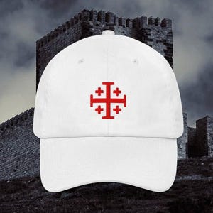 Crusader cross hat premium embroidered jerusalem cap jesus christ monogram crucifix faith dadhat God inspired classic