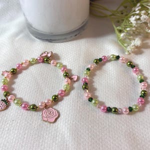 Spring Bracelets, Pink Charm Bracelets, Teen Girl Jewelry, Tween Girl Jewelry, Birthday Gift, Flower, Strawberry, Heart, Star, Butterfly