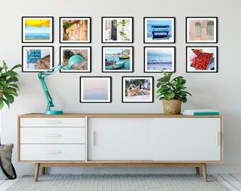 Crete Greece travel photo prints set feature wall art photography gallery wall travel art decor prints holiday boats beach bright summer