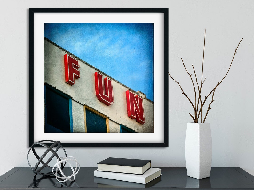 Retro Fun Sign Signage Blackpool Pier English Seaside Red Blue Etsy