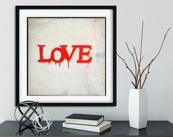 Urban Art Print - Love stencil graffiti arte urbano romántico San Valentín 7x7 12x12 18x18 22x222 cuadrado Bellas Artes Impresión fotográfica arte de pared decoración del hogar