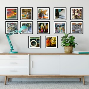 Artist's studio still life photo 12 prints set 5x4.25" gift for artist art equipment fine art photography home decor gallery wall prints