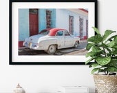 Vintage Cuban car photograph Trinidad Cuba retro home decor gift for him dad boyfriend fine art photo travel photography big print