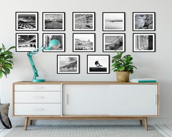 12 black and white prints photo set monochrome art 5x4.25  travel photography gallery wall decor Italy Le Corbusier graffiti coastal