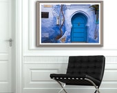 Moroccan Art Print - blue decorative arch front door blue house  - 20x30 20x16 photographic wall art home decor photo poster big print