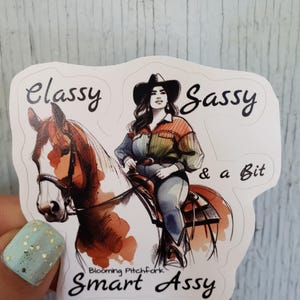 Classy Sassy and a Bit Smart Assy Sticker, Plus Size Cowgirl Sticker, Plus Size Equestrian Sticker, Horse Rider Sticker, Horse Sticker
