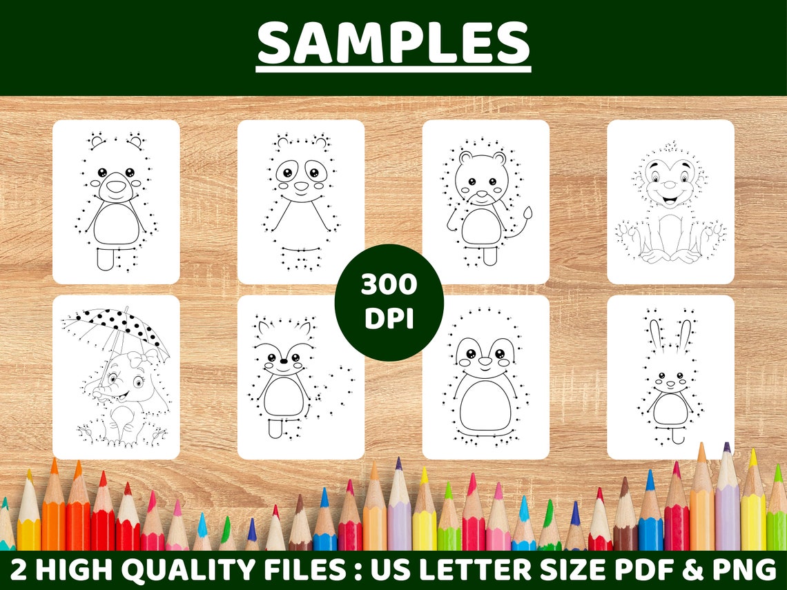 Dot to Dot 58 Cute Animals Easy for Kids Children Printable Sheets ...