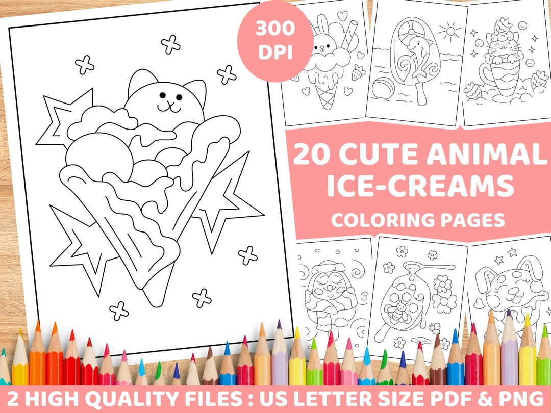 20 Cute Animal Icecreams Coloring Pages Easy for Kids Children