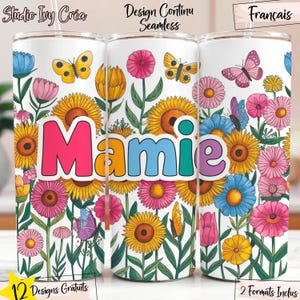 Cadeau pour Mamie, Emballage Aquarelle pour Tasse Gobelet 561 ml 20 onças, Projet Créatif, Fichier Numérique, Texte Français