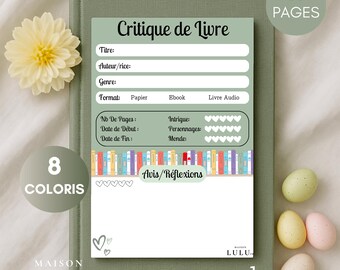 Bloc de notas Critique de Livre, diario de lectura, regalo del club de lectura, A5, 50 hojas