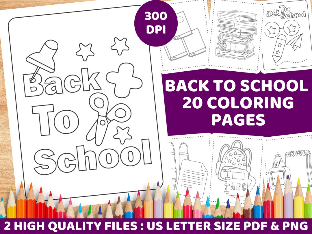 20 Back to School, Coloring Pages Easy Pages for Kids Printable Sheets ...