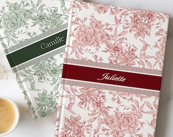 Carnet de notes personnalisé, Journal intime, Agenda Toile de Jouy, Papeterie française