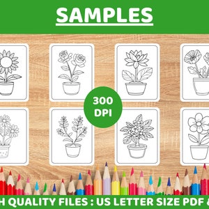 50 Flowers and Plants Coloring Pages Easy for Kids Children Printable ...