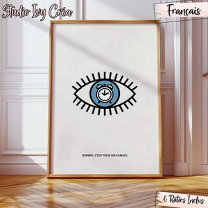 Dormir c'est pour les faibles, Affiche Humoristique Motivationnel, Humour noir, Incitation au repos, Poster Numérique à imprimer, Français