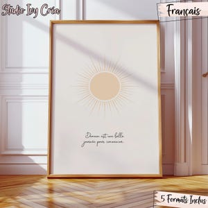 Demain est une belle journée pour commencer, Citation humour procrastination, Affiche Numérique à imprimer, 5 ratios fournies, Français