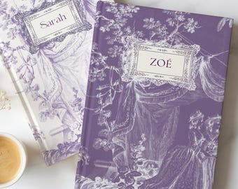 Carnet de notes personnalisé, Journal intime, Agenda Toile de Jouy, Papeterie française