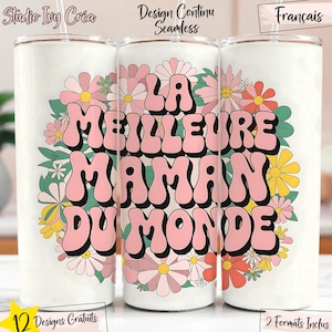 La Meilleure maman du Monde, Emballage pour Tasse Gobelet 561 ml 20 oz, Pour Projet Créatif, Fichier Numérique, Texte Français