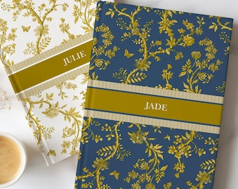 Carnet de notes personnalisé, Journal intime, Agenda Toile de Jouy, Papeterie française
