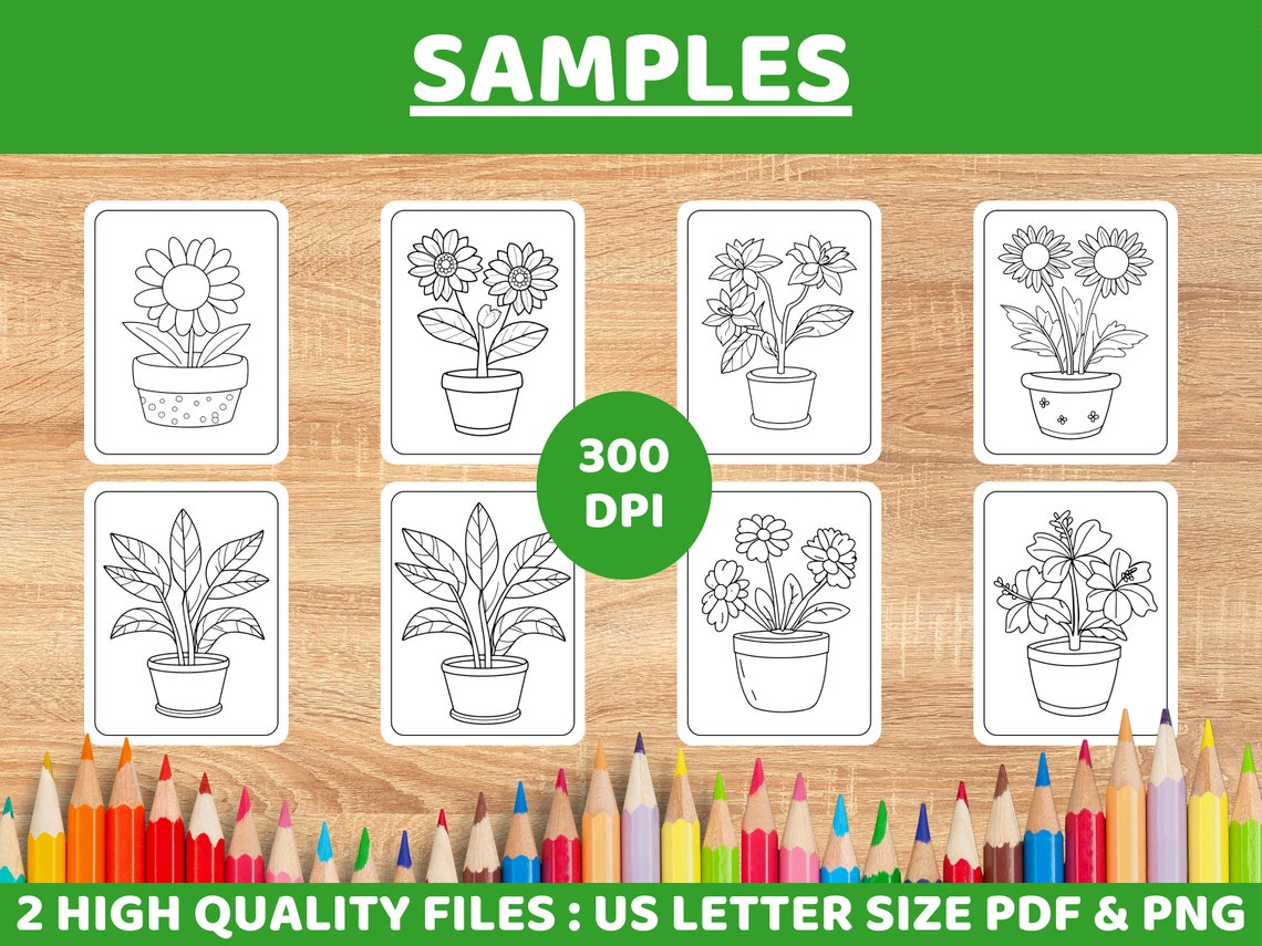 50 Flowers and Plants Coloring Pages Easy for Kids Children Printable ...