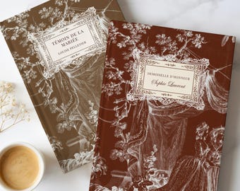 Carnet de notes personnalisé, Journal intime prénom, Agenda Coquette Cottagecore vintage, lettres à écrire