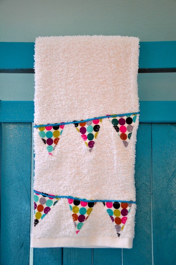 Items similar to festive buntinghand towelcolor dots on Etsy