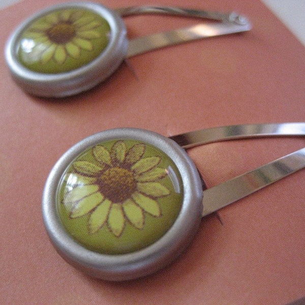 Vintage Look Clips for Little Girls-Sunflowers-Set of 2