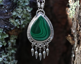 The Treetop Necklace – Malachite and Sterling Silver Necklace