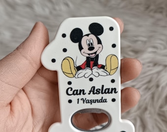 Abridor de botellas con imán de Mickey Mouse personalizado: recuerdo para baby shower