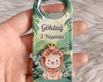 Recuerdos magnéticos personalizados para baby shower: recuerdo de león en relieve