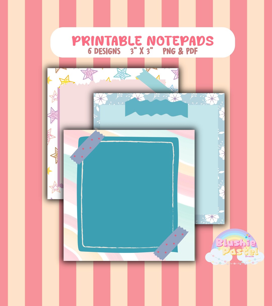 SIMPLE COLORFUL - 3x3 Printable Notepad Template, Colorful Design, Memo ...