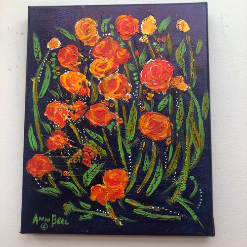 Garden - Fresh Flowers Growing - Gift shops - Original Art on 8 x 10 inch Stretched Canvas