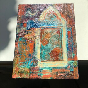 Original Art, Gift. Venetian Window, Original Acrylic Painting on 14 x 11 inch Stretched Canvas, Venice, Wall Decor