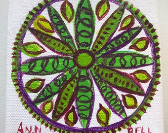 Mandala for Abundance. 4 x 4 Original Art Acrylic Painting, Personal Mandala
