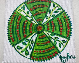 Gift Mandala for a Garden 4" x 4" Original acrylic painting original art