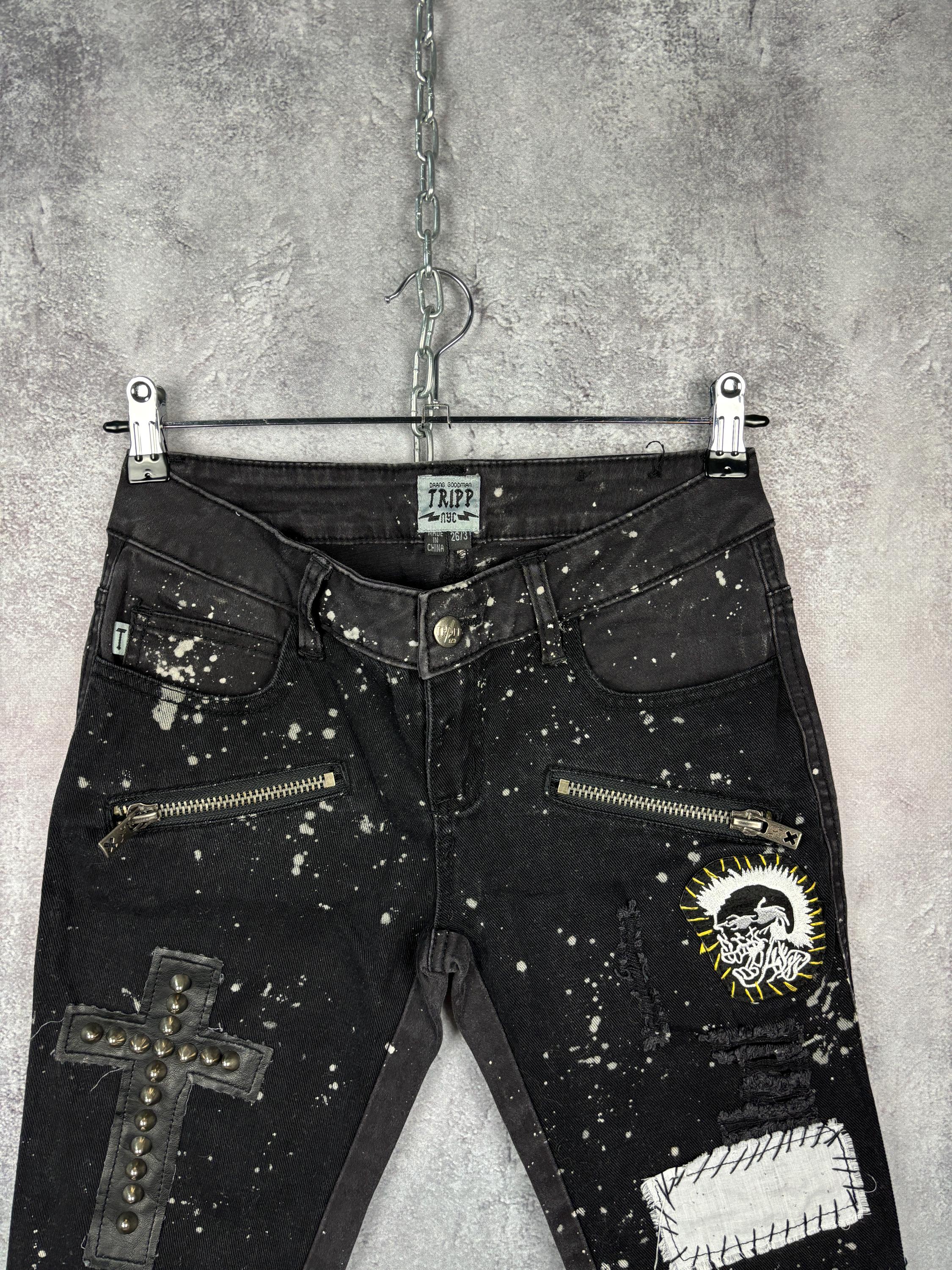 Tripp NYC Punk Black Skinny Jeans 26 – Studded Cross, Patches